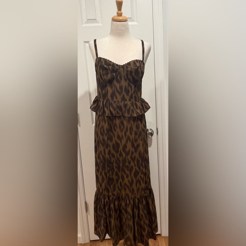 Steve Madden Brown Leopard Midi Dress